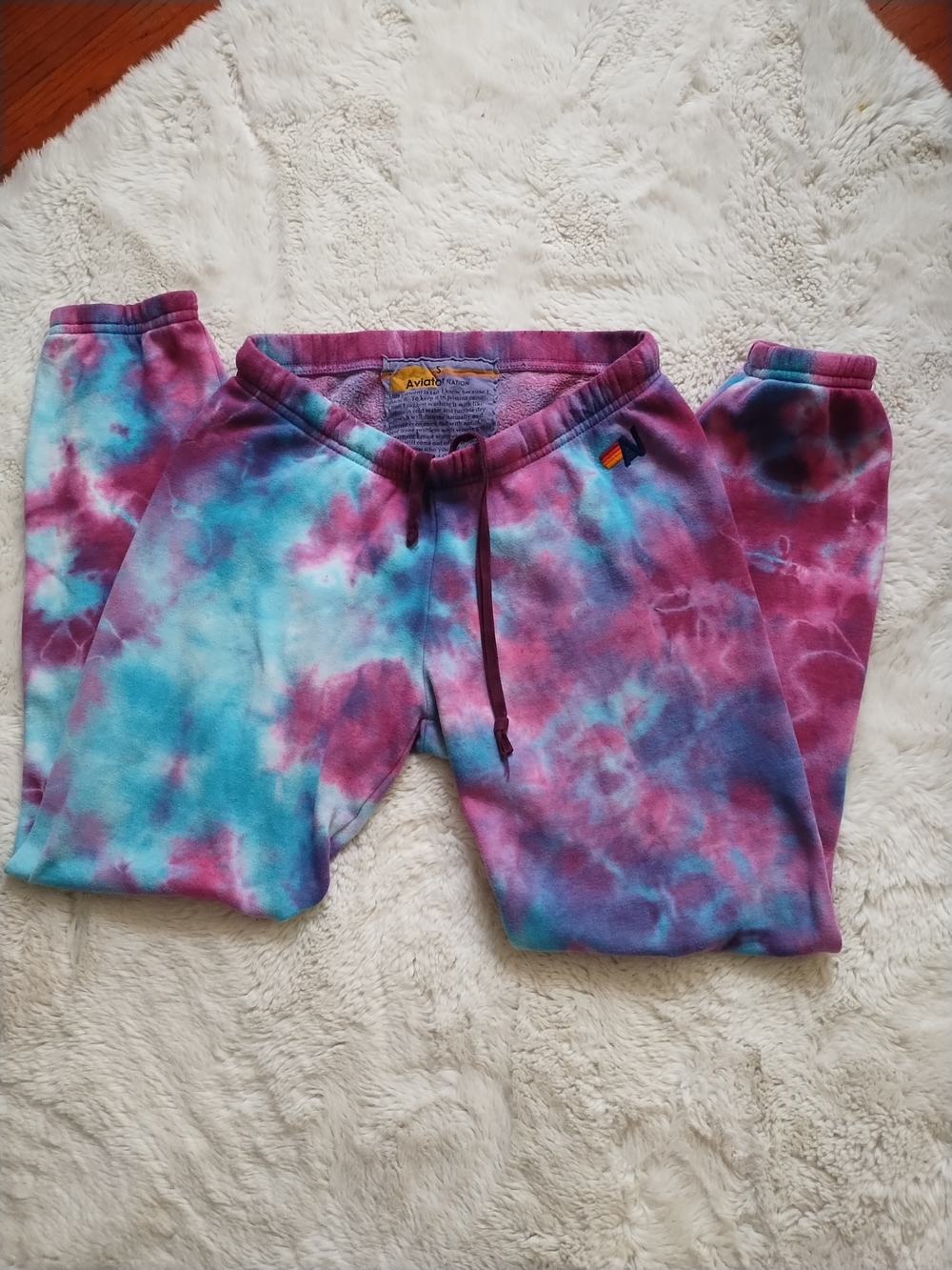 Aviator Nation  Multicolor Tie-Dye Joggers - Pink & Blue